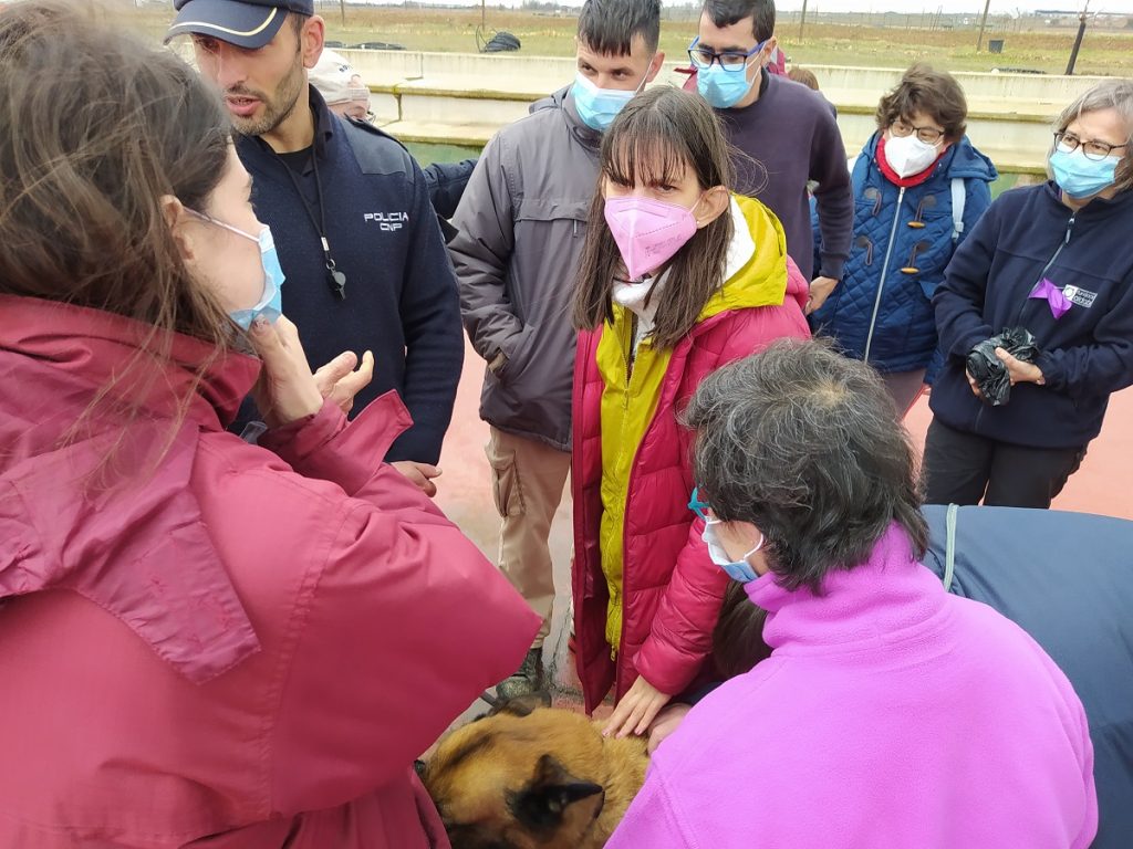 Gente en exhibición guías caninos