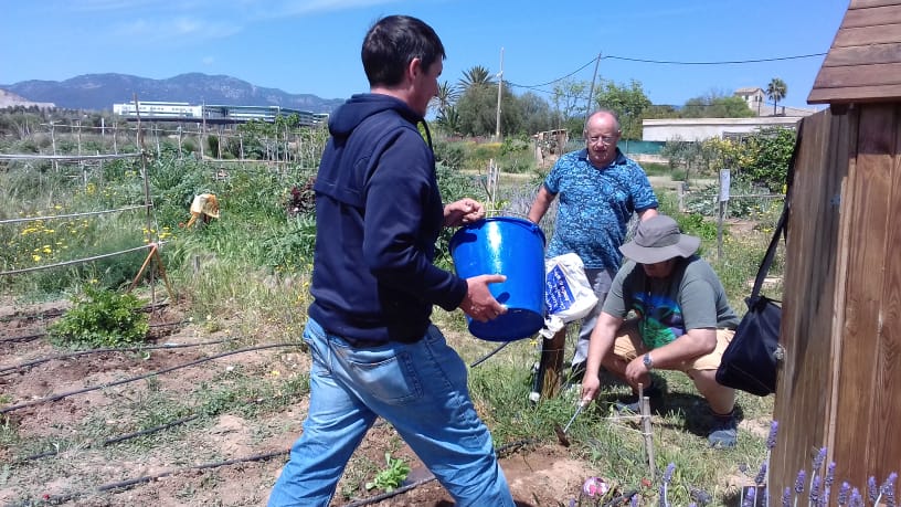 Personas en huerto