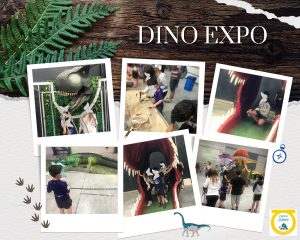 Niños en expo de dinosaurios
