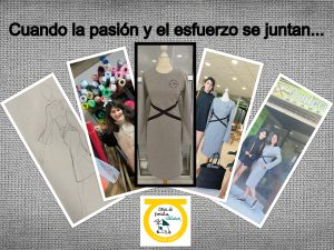 Collague de fotos de chica y diseño de vestido