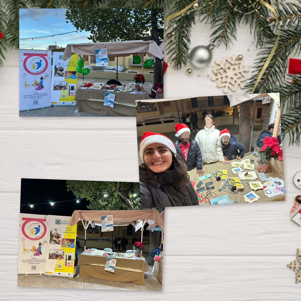 Niños en mercado navideño