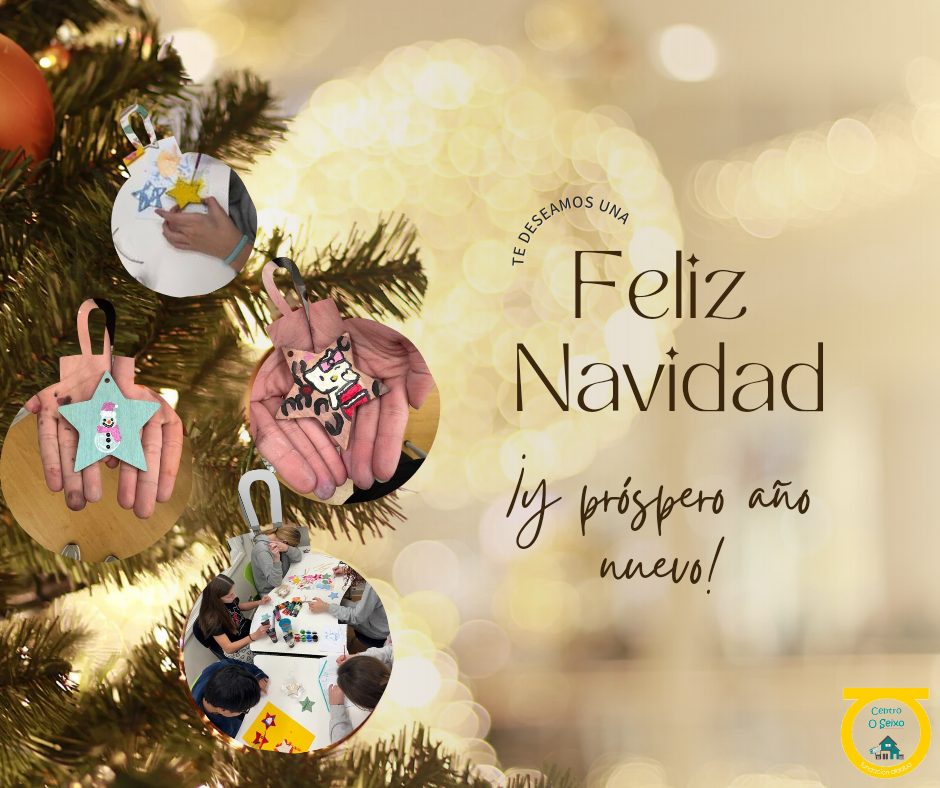 Árbol con decoraciones pintadas por niños