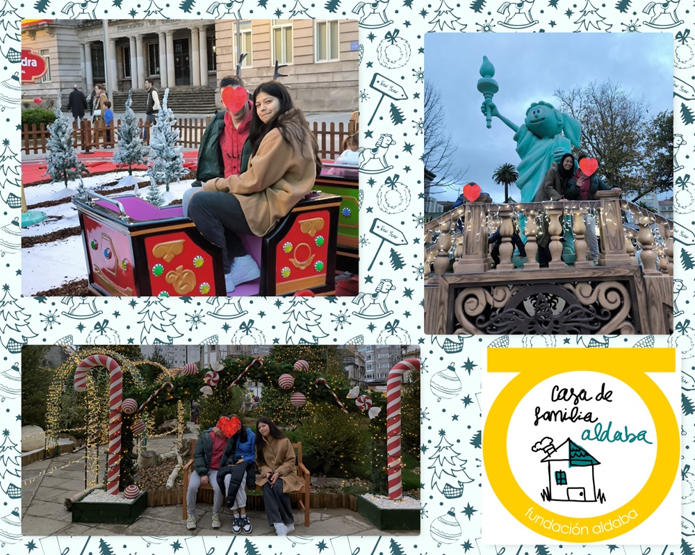 Niños por la ciudad celebrando la navidad