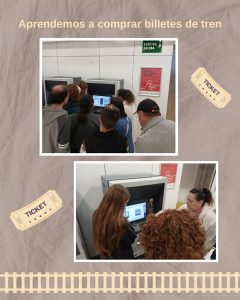 Personas sacando el billete de tren