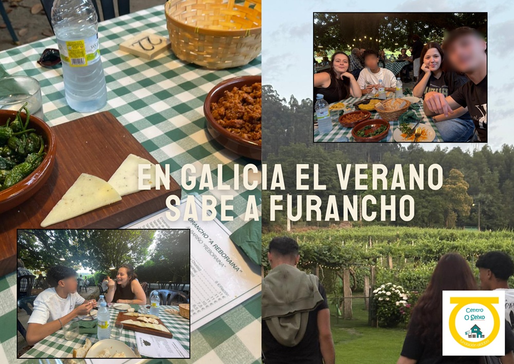 Chicos comiendo en un furancho
