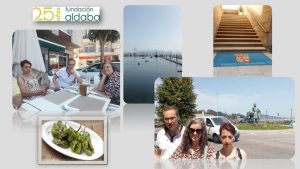 Personas comiendo y paseando por Baiona