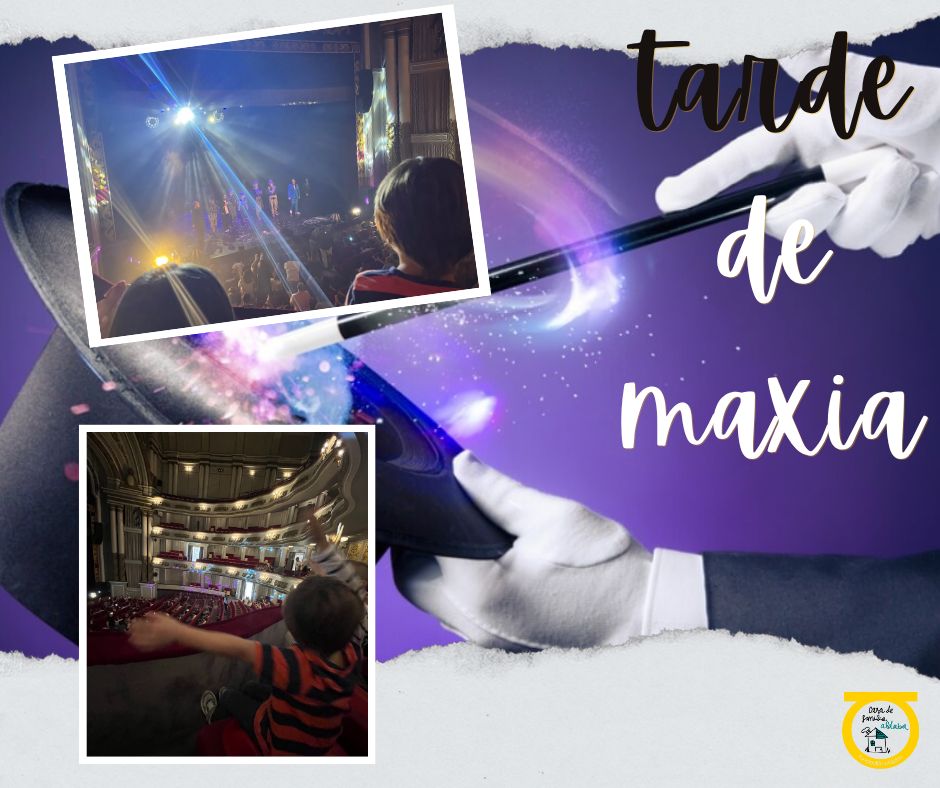 Collague de fotos con niños en un espectáculo de magia