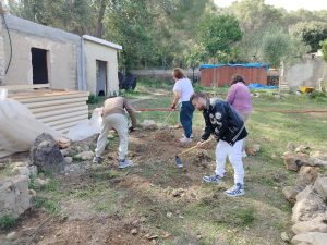 Personas trabajando en huerto