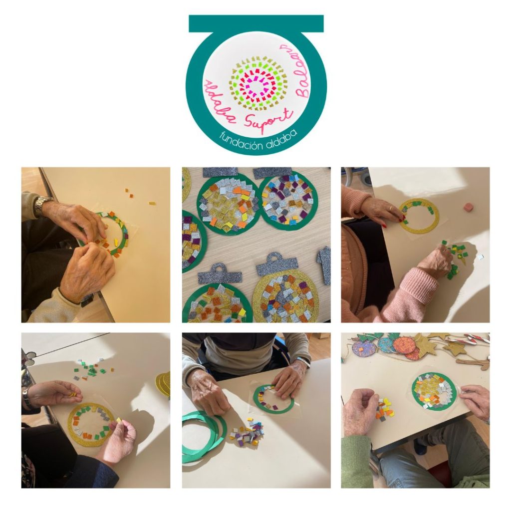 Fotos de personas haciendo adorno navideño