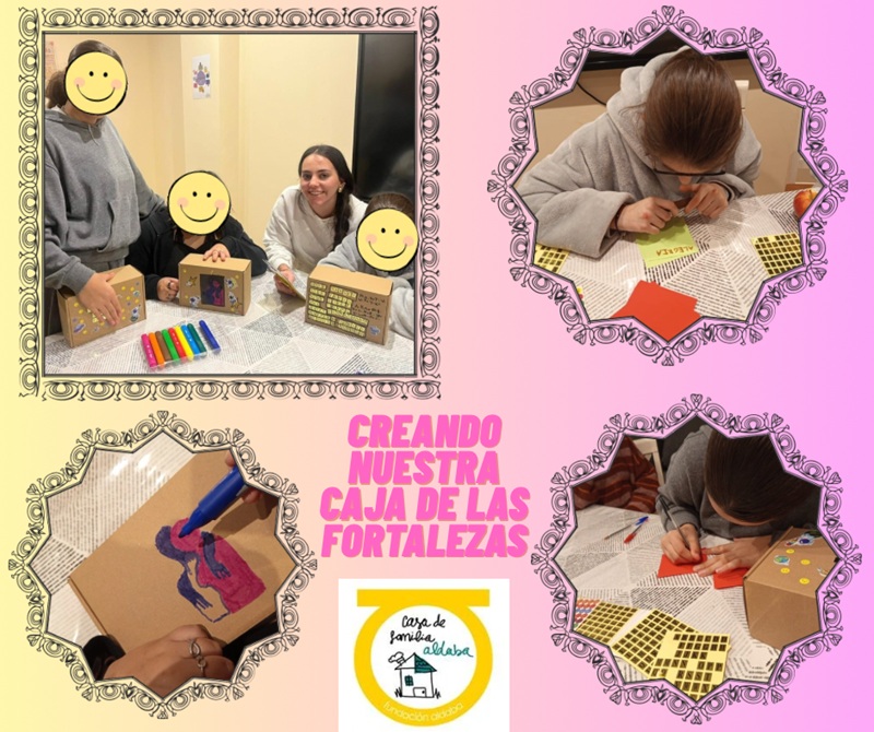 Niños haciendo su caja de las fortalezas