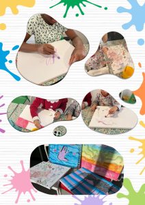 Collague de los niños pintando
