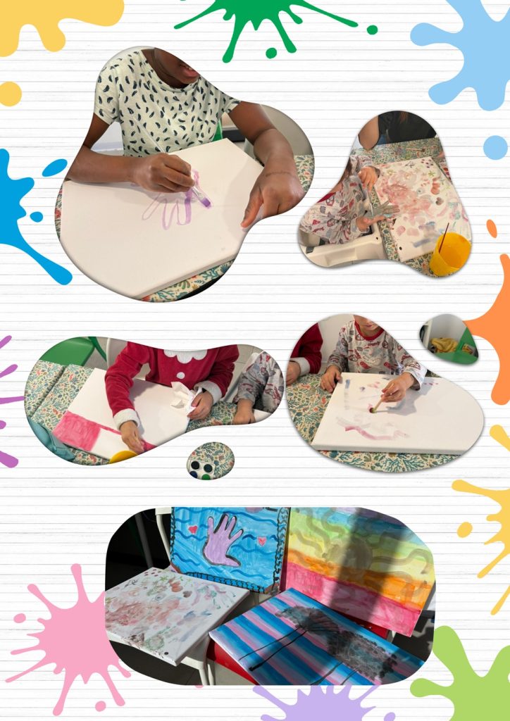 Collague de los niños pintando