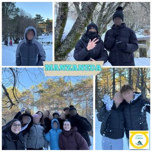 Chicos y chicas en la nieve