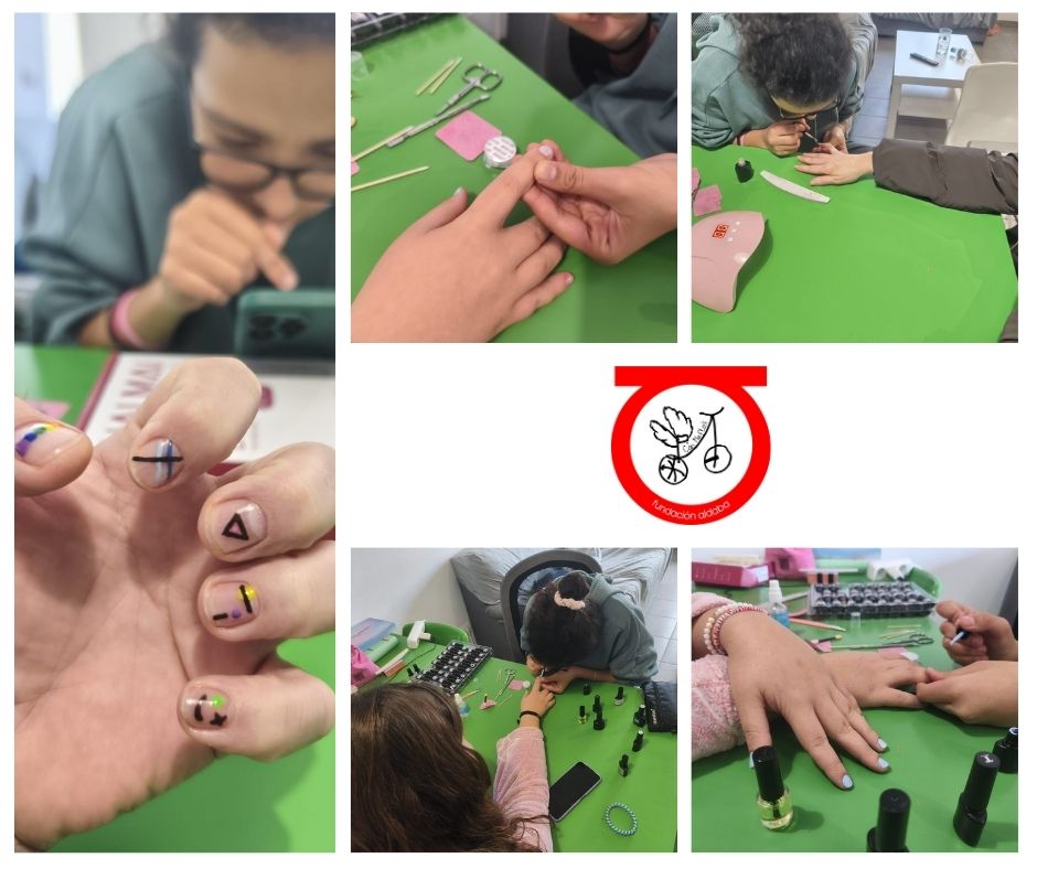 Personas pintando uñas