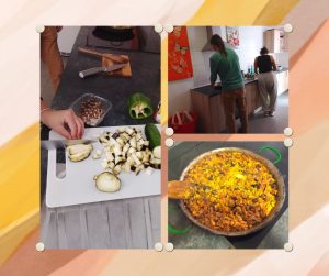 Personas cocinando y fotos de la paella