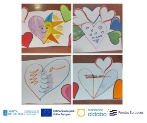 Collague con varios dibujos de corazones