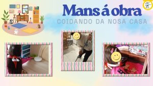 Niños y niñas limpiando la casa