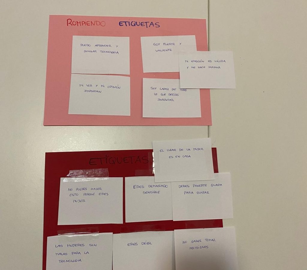 Foto del mural que se hizo con las frases de los participantes