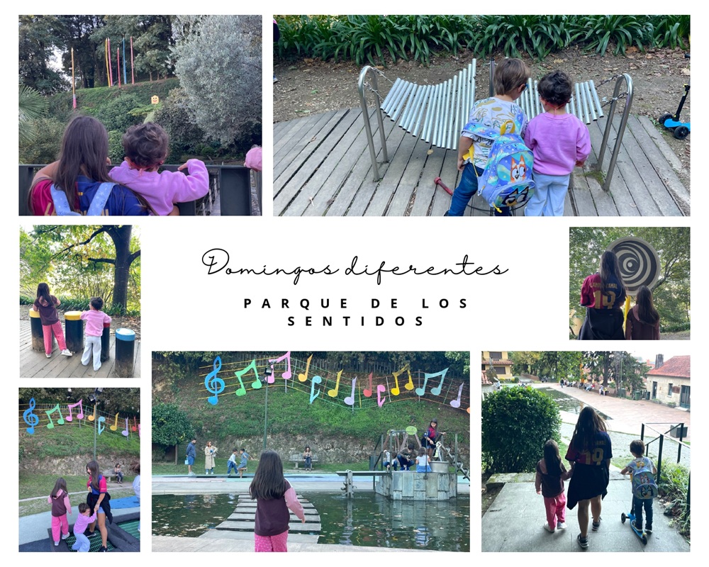Collague de fotos de niños en el parque