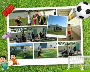 Collague con fotos de niños haciendo deporte