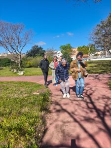 Personas mayores paseando con los auxiliares