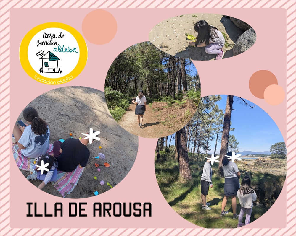 Collague de foto con niños en excursión