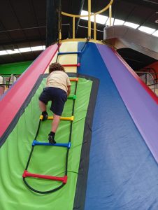 Niños en parque de bolas