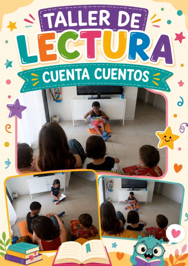 Niños haciendo de cuentacuentos