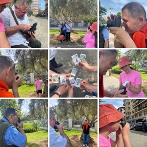 Collague de fotos de personas haciendo fotos