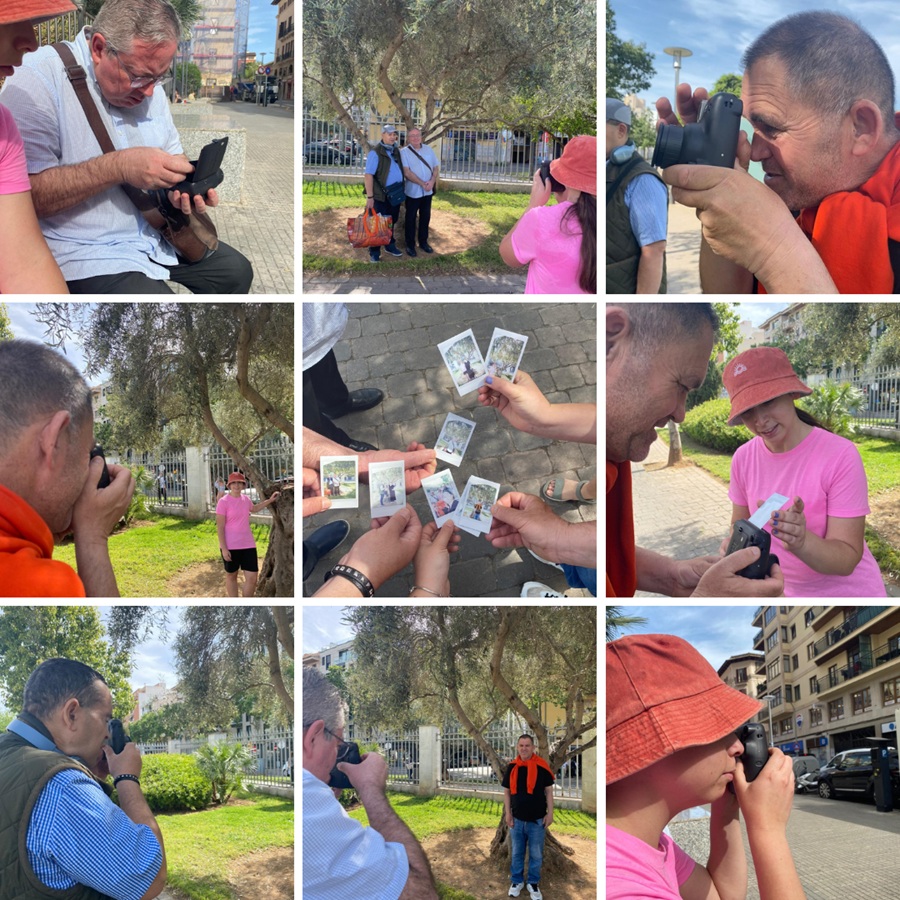 Collague de fotos de personas haciendo fotos