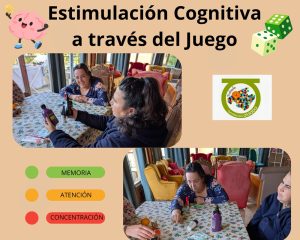 Collague de fotos de personas en taller de estimulación cognitiva