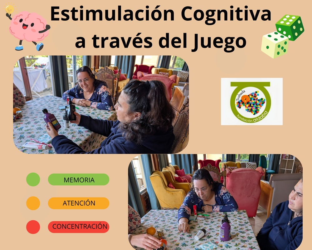 Collague de fotos de personas en taller de estimulación cognitiva