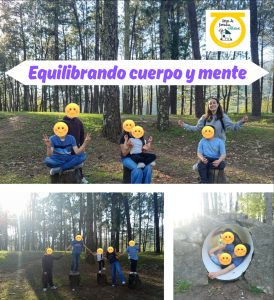 Collague de fotos de niños en el bosque