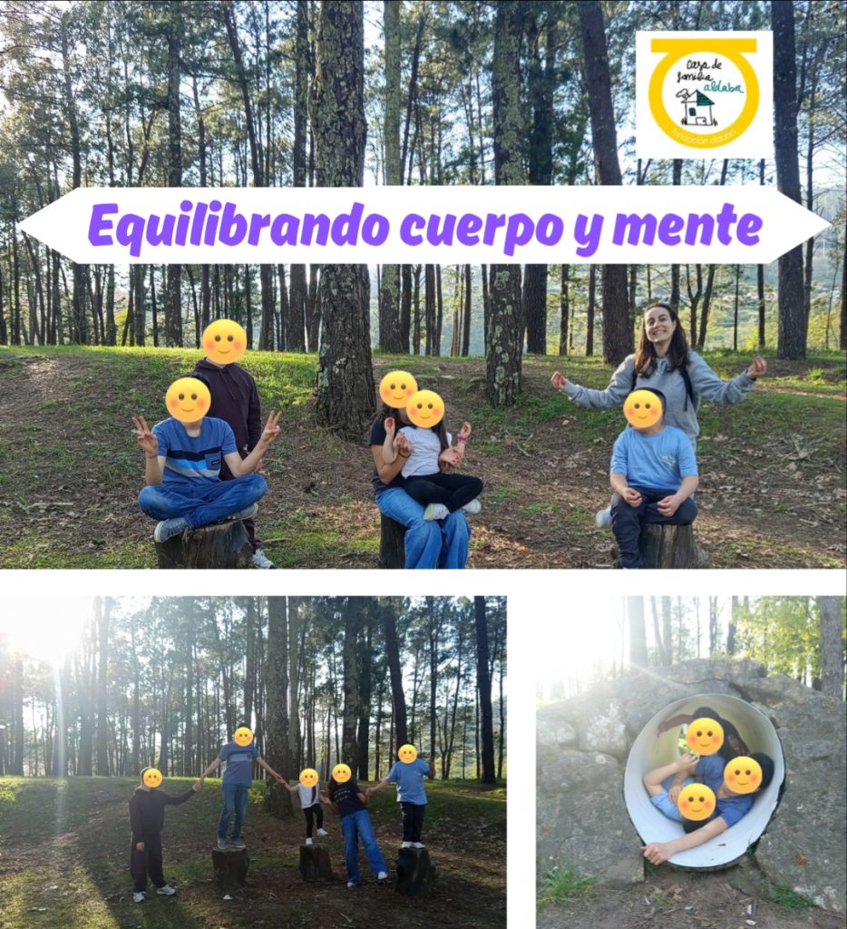 Collague de fotos de niños en el bosque