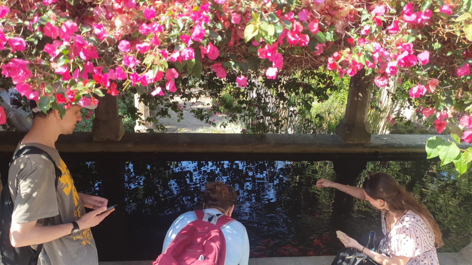 Personas en los jardines del obispo