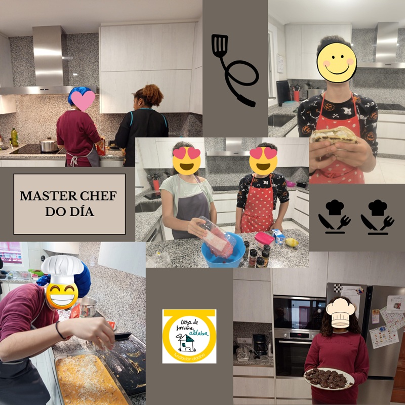 Collague de niños cocinando