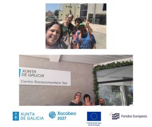 Collague de fotos de personas saliendo del taller de musicoterapia