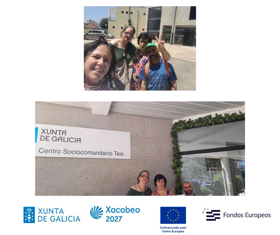 Collague de fotos de personas saliendo del taller de musicoterapia
