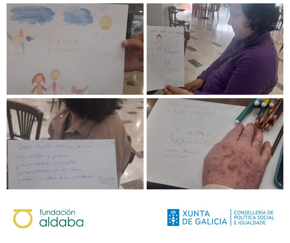 Collague de fotos con dibujos del taller en qué soy bueno