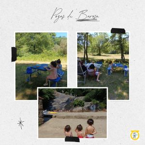 Collague de fotos de niños en el rio