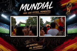 Collague de fotos de personas viendo el mundial