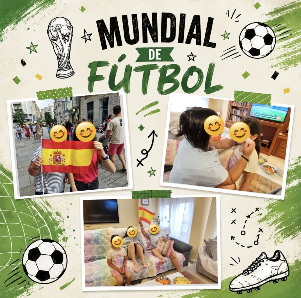Collague de fotos de niños animando a la selección
