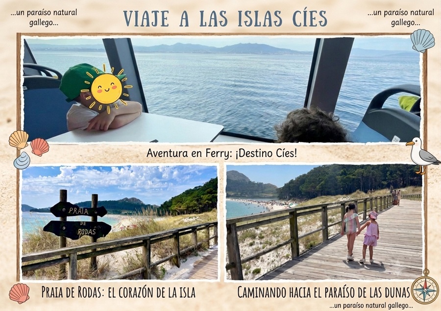Collague de fotos con niños en la playa