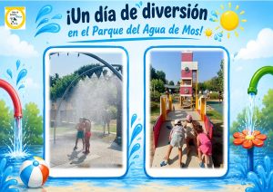 Collague de fotos de niños en parque de agua