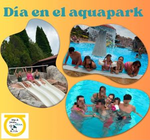 Collague de fotos con niños en el Aquapark