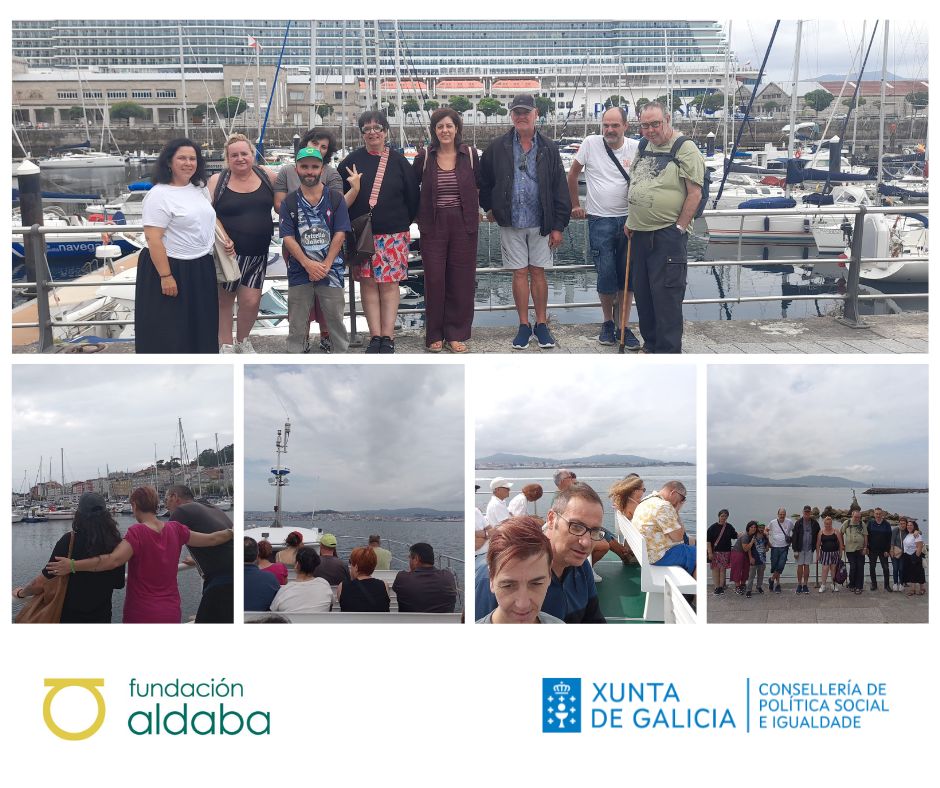 Collague de personas en excursión por Cangas