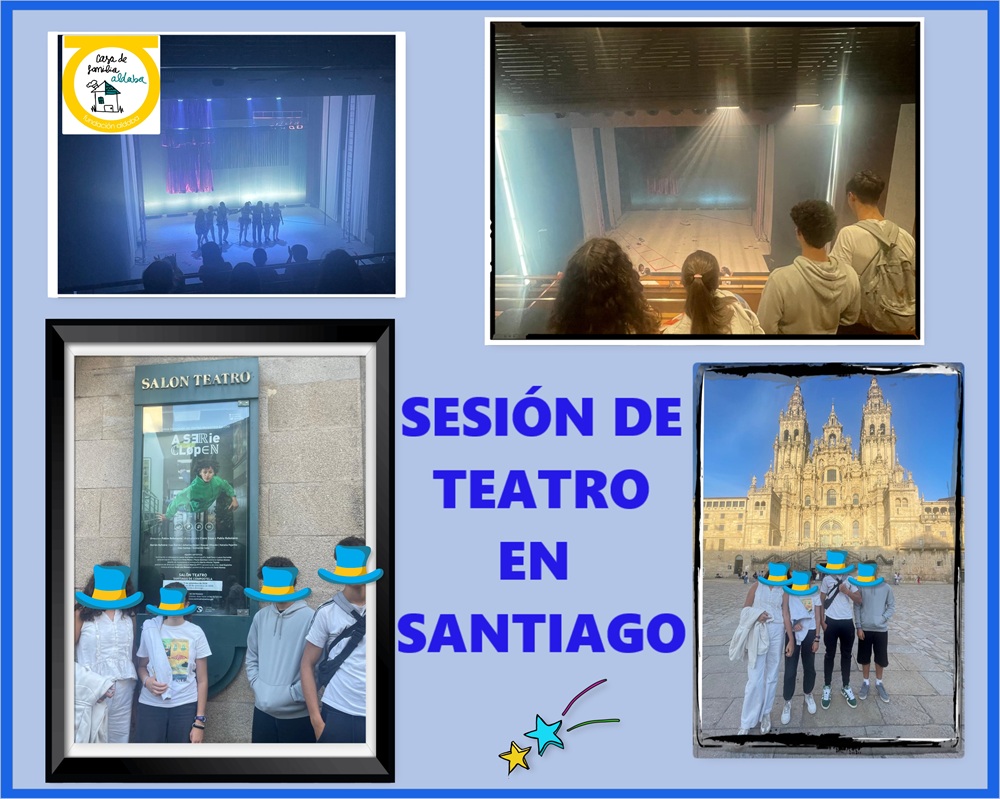 Collague de fotos con adolescentes en el teatro