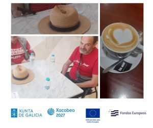 Collague de fotos de personas tomando café