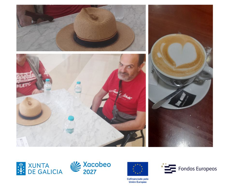 Collague de fotos de personas tomando café