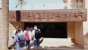 Personas entrando en el aula del mar
